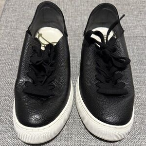 Sam Edelman Black Leather Sneakers with White Soles